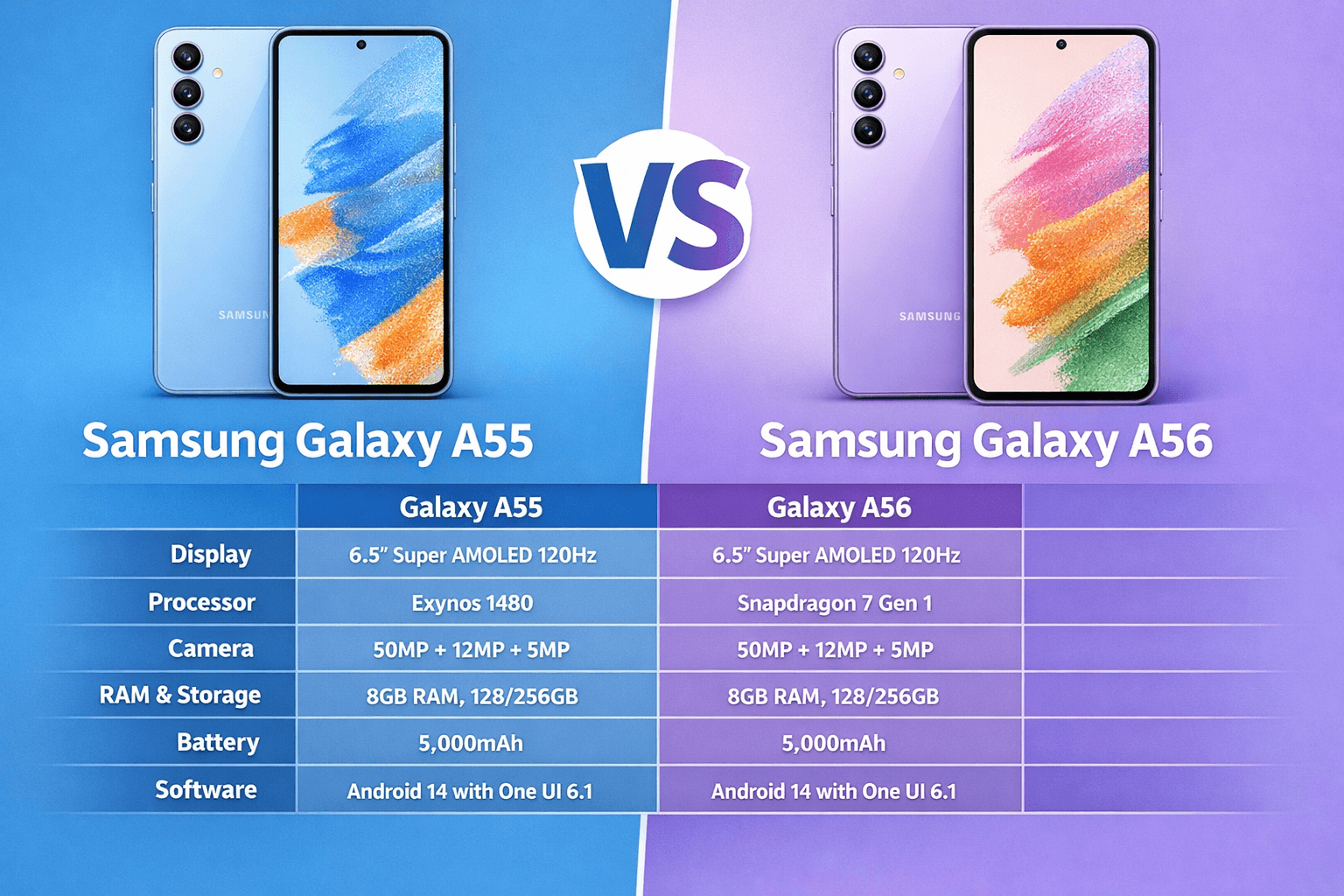 Samsung Galaxy A55 vs Samsung Galaxy A56